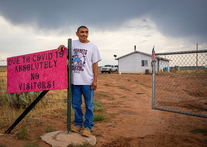 Sharon Chischilly for The New York Times Nathaniel Garcia outside his home near Window Rock, Ariz. The coronavirus has killed more than 500 people in Navajo Nation.